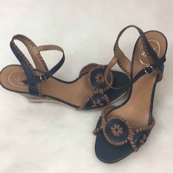 Navy Blue Jack Rogers Wedges - Picture 6 of 8